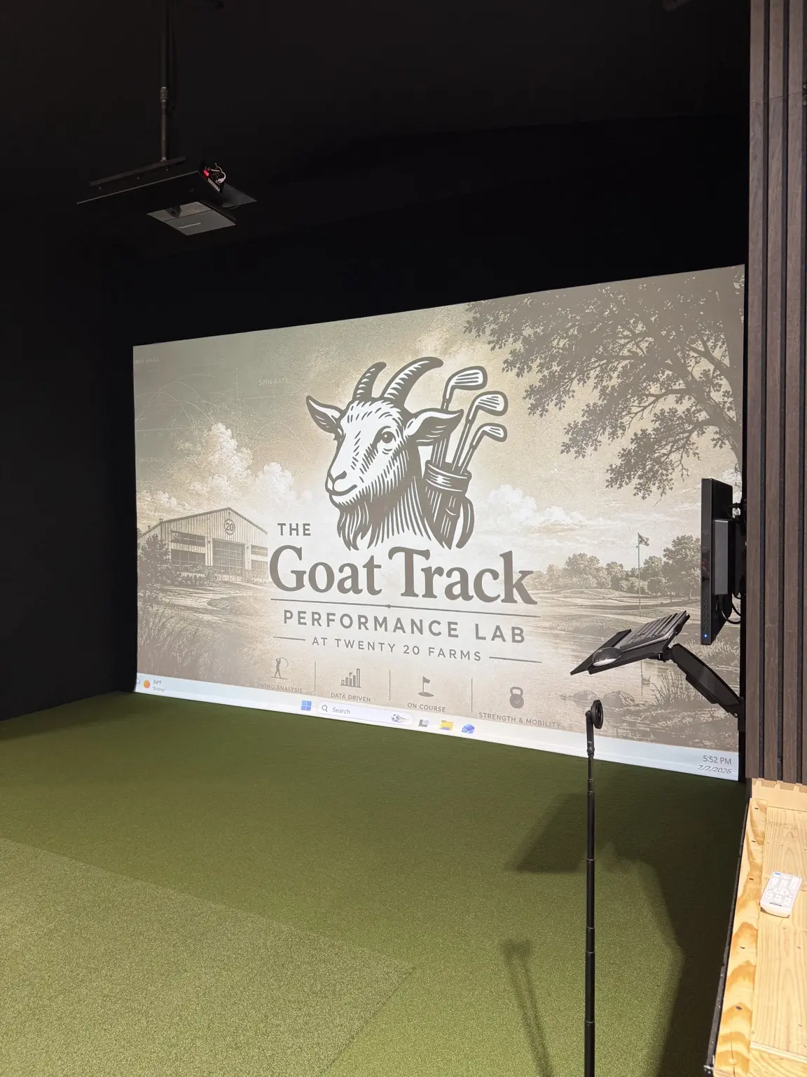 The Goat Track Performance Lab TrackMan golf simulator